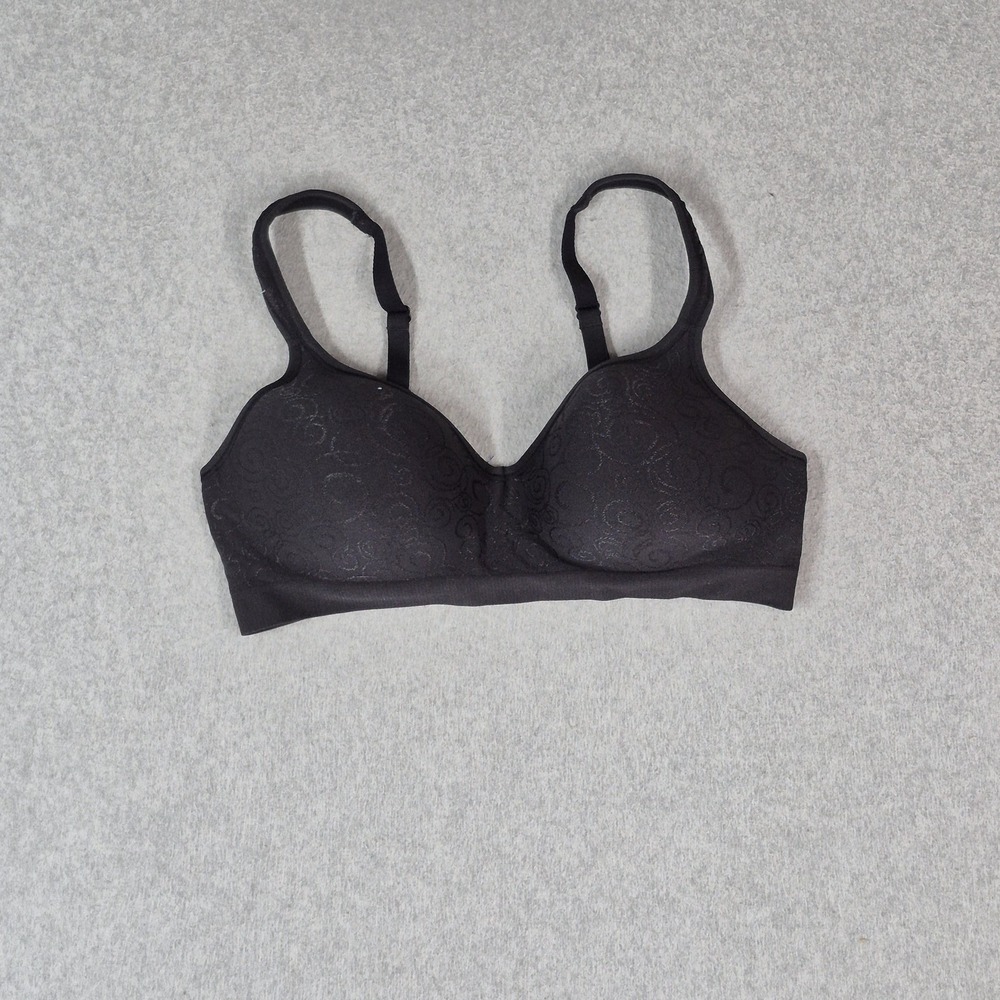 Bali Women Bra 36C‎ Black Geometric T Shirt Wireless Strap Adjustable